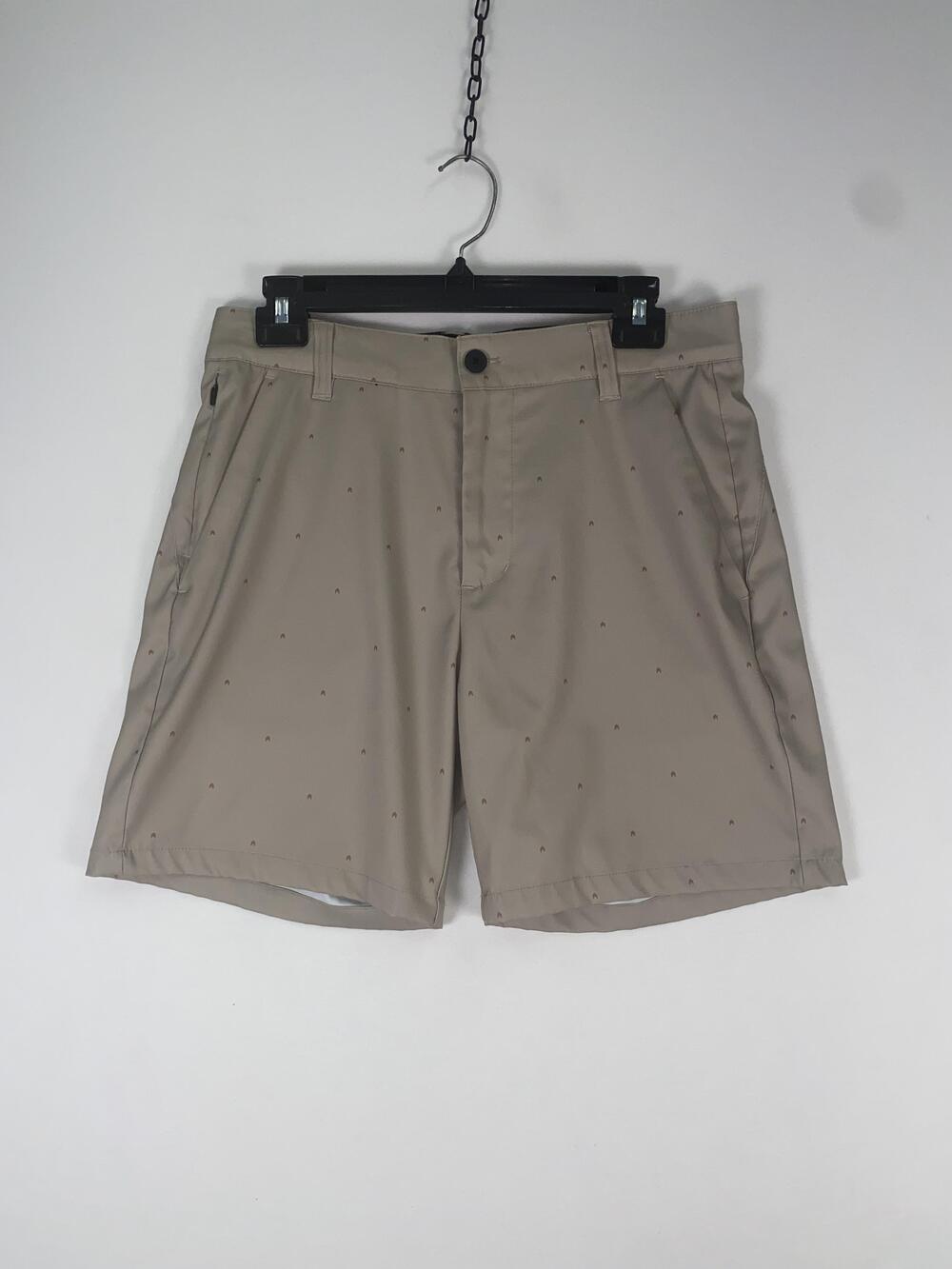 Shorts Mens 30 Beige Microfiber Chino Stretch Flat Front Casual Travel Summer